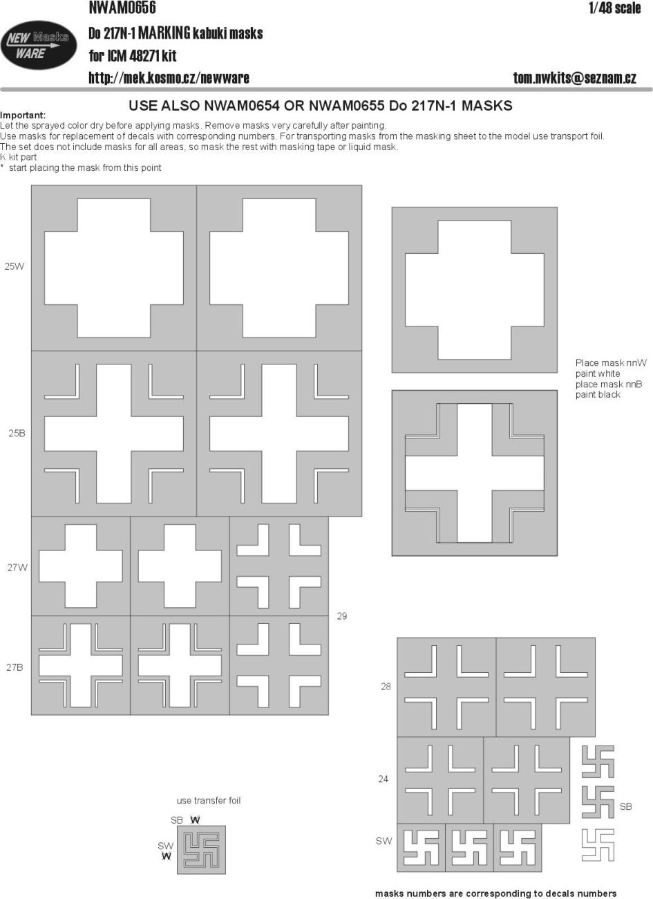 1:48 Do 217N-1 MARKING kabuki masks