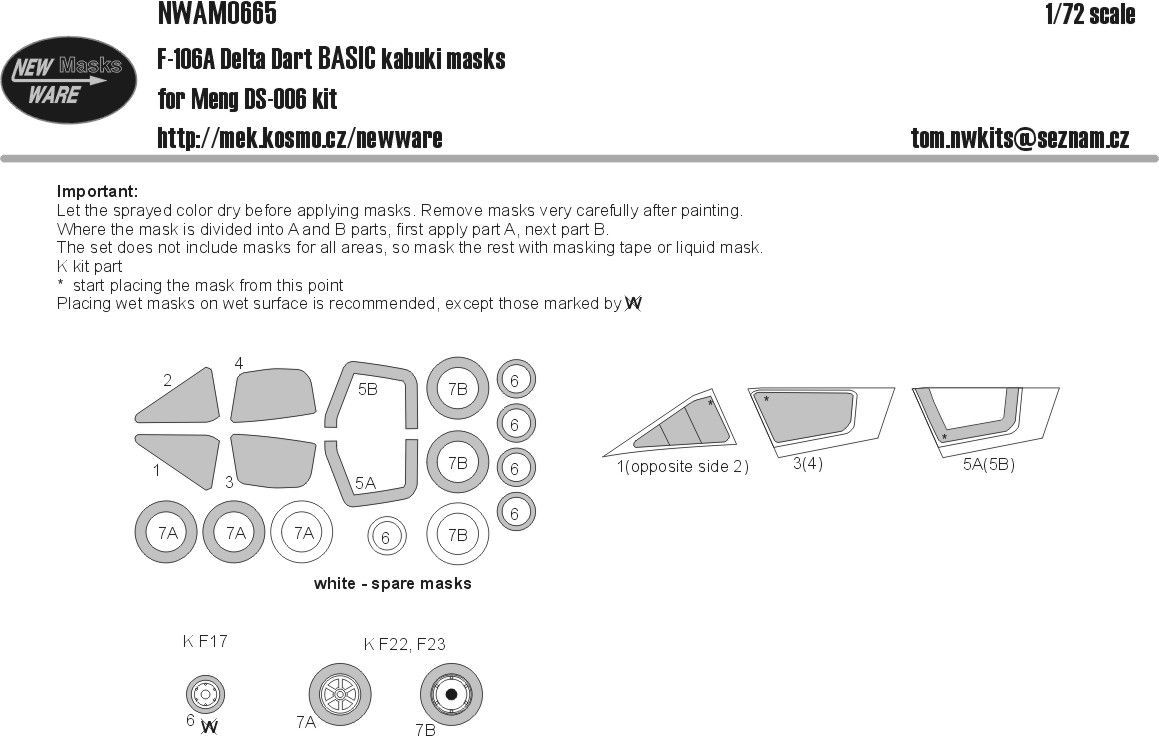 1:72 F-106A Delta Dart BASIC kabuki masks