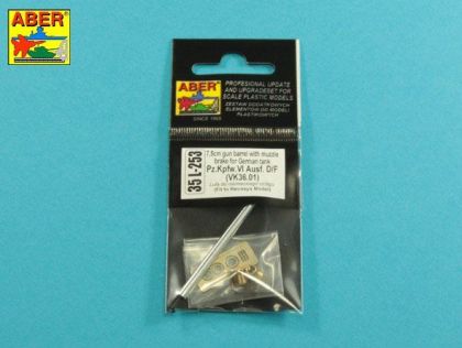 1:35 75mm gun barrel with muzzle brake for German Tank Pz.Kpfw. VI Ausf. D/F (VK36.01)