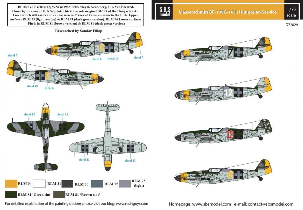 1:72 Messerschmitt Bf-109 G-10 in Hungarian Service WW II