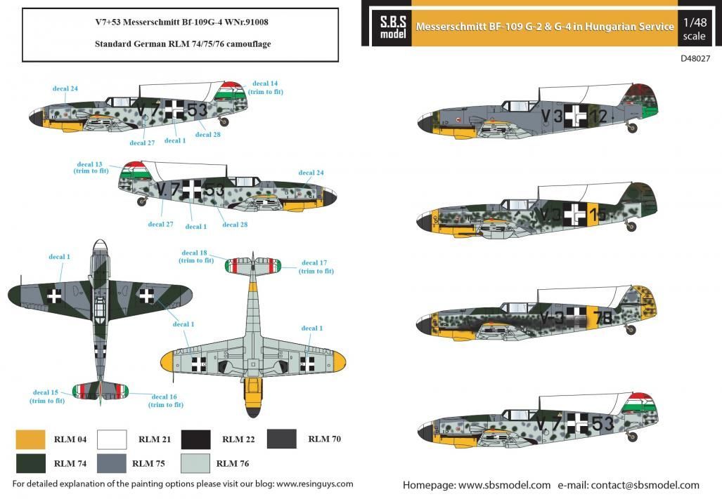 1:48 Messerschmitt Bf-109G-2, G-4 in Hungarian Service WW II