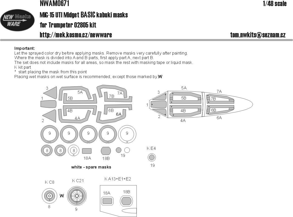 1:48 Mig-15 UTI Midget BASIC kabuki masks