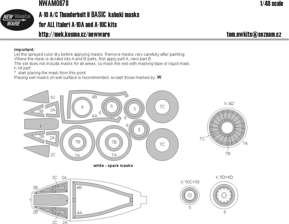 1:48 A-10 A/C Thunderbolt II BASIC kabuki masks