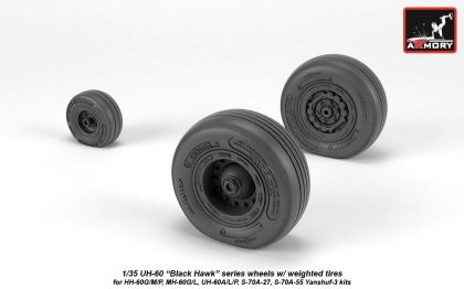 1:35 UH-60 Black Hawk wheels w/ weighted tires