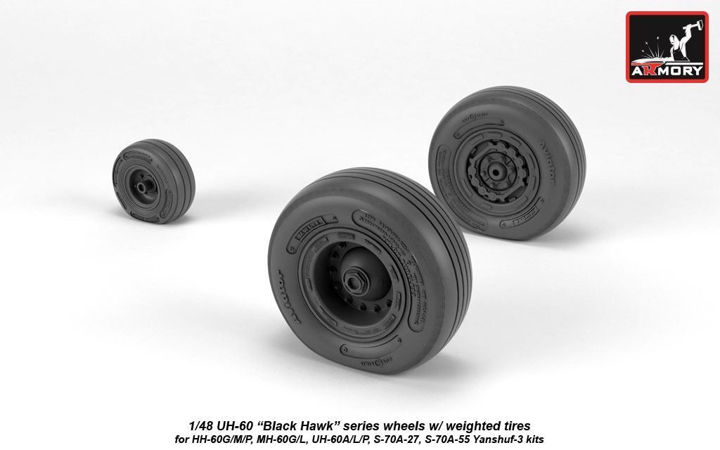 1:48 UH-60 Black Hawk wheels w/ weighted tires