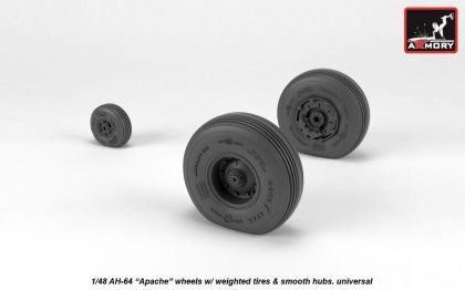 1:48 AH-64 Apache wheels w/ weighted tires, smooth hubs