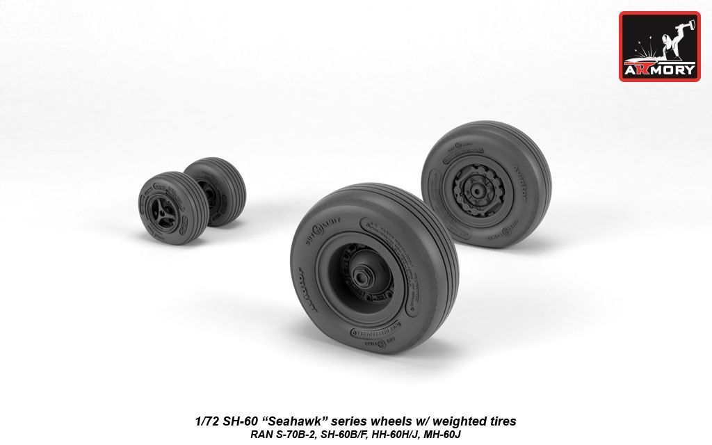1:72 SH-60 Seahawk wheels w/ weighted tires