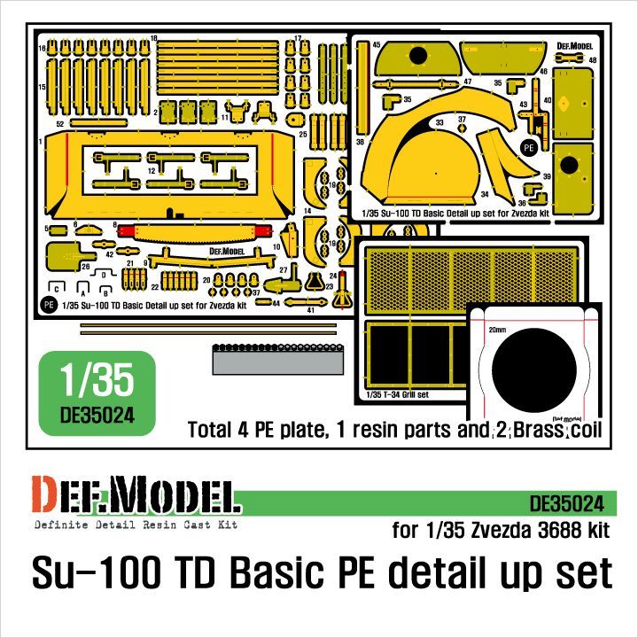 1:35 Su-100 TD Basic PE detail up set (for Zvezda 3688)