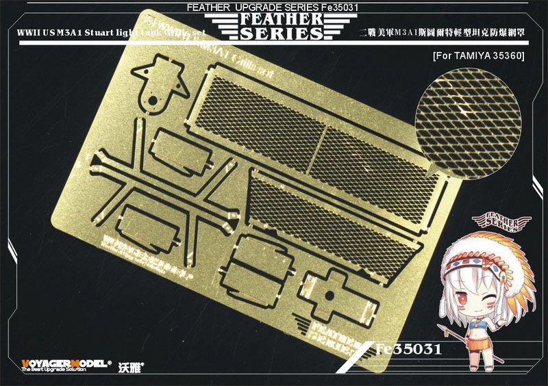 1:35 WWII US M3 Stuart light tank Grills set(For TAMIYA 36360)