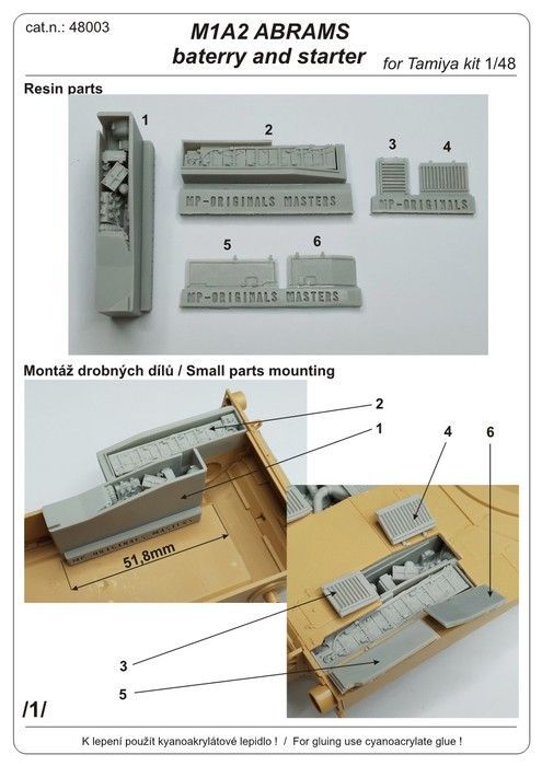 1:48 M1A2 Abrams baterry and starter (easy)
