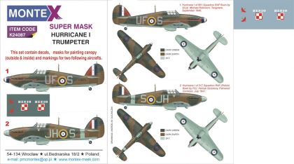 1:24 Hawker Hurricane Mk.I 2 canopy mask