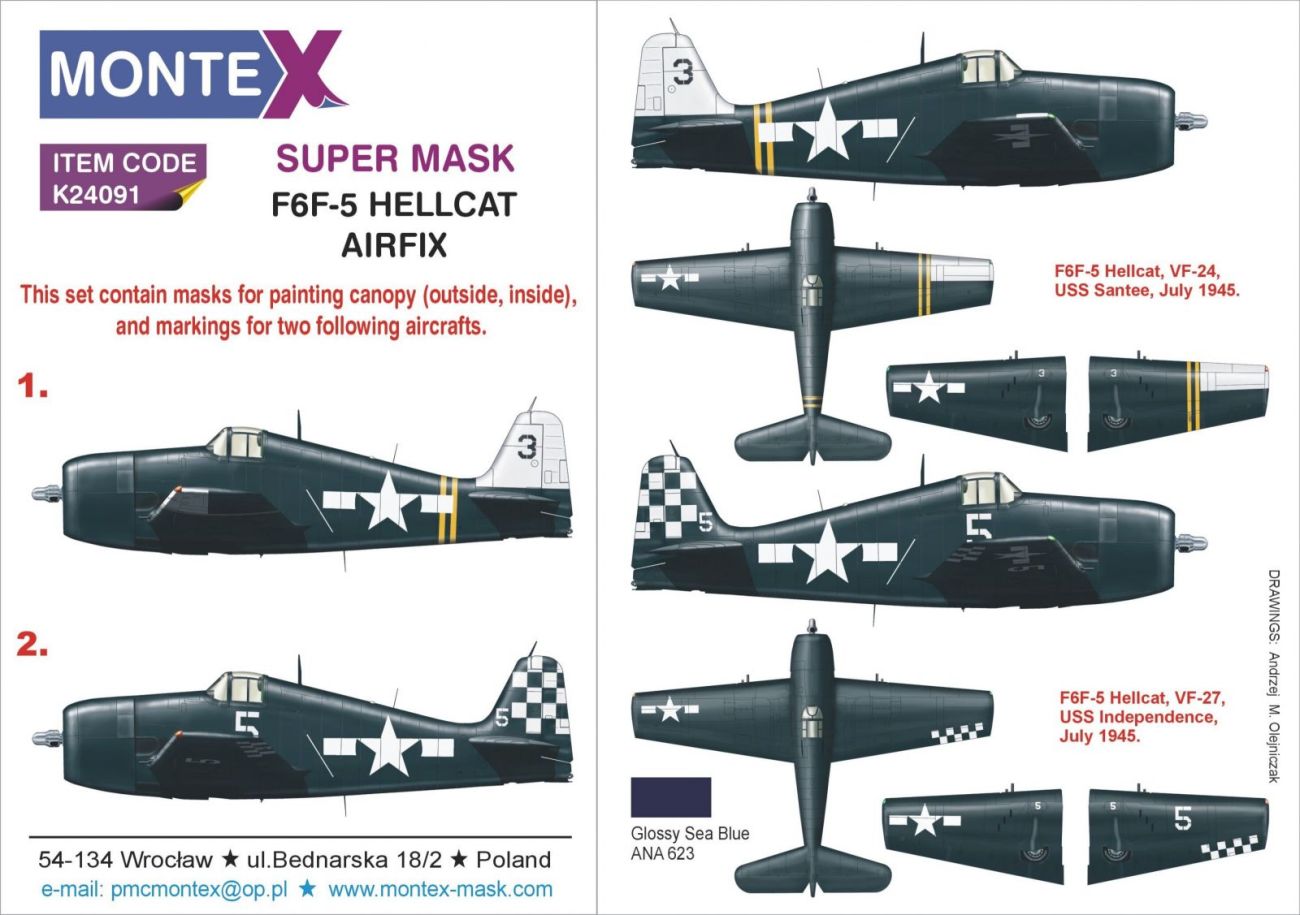 1:24 Grumman F6F-5 Hellcat 2 canopy mask