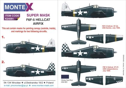 1:24 Grumman F6F-5 Hellcat 2 canopy mask