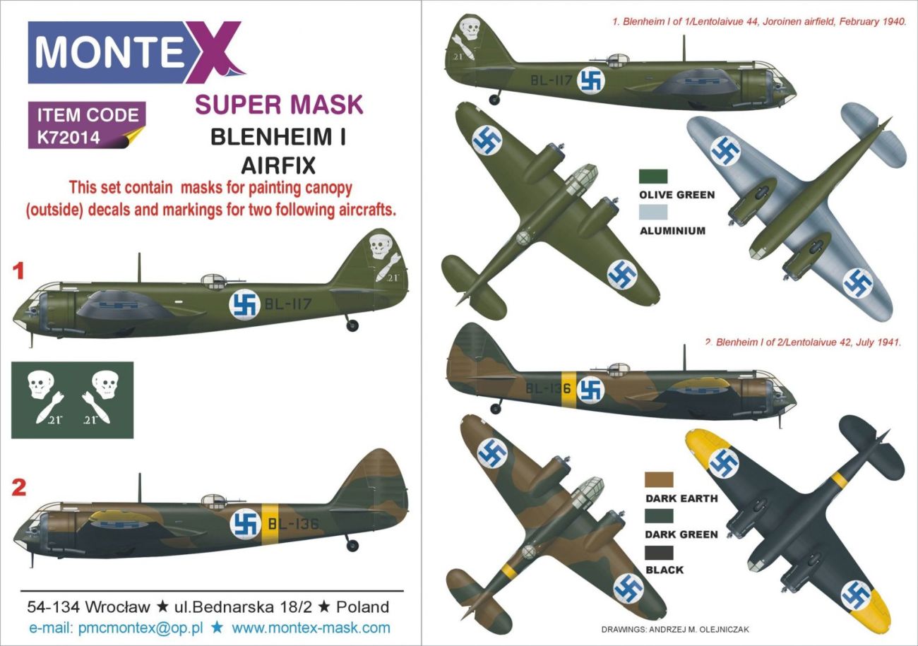 1:72 Bristol Blenheim Mk.IF Finland Air Force canopy mask