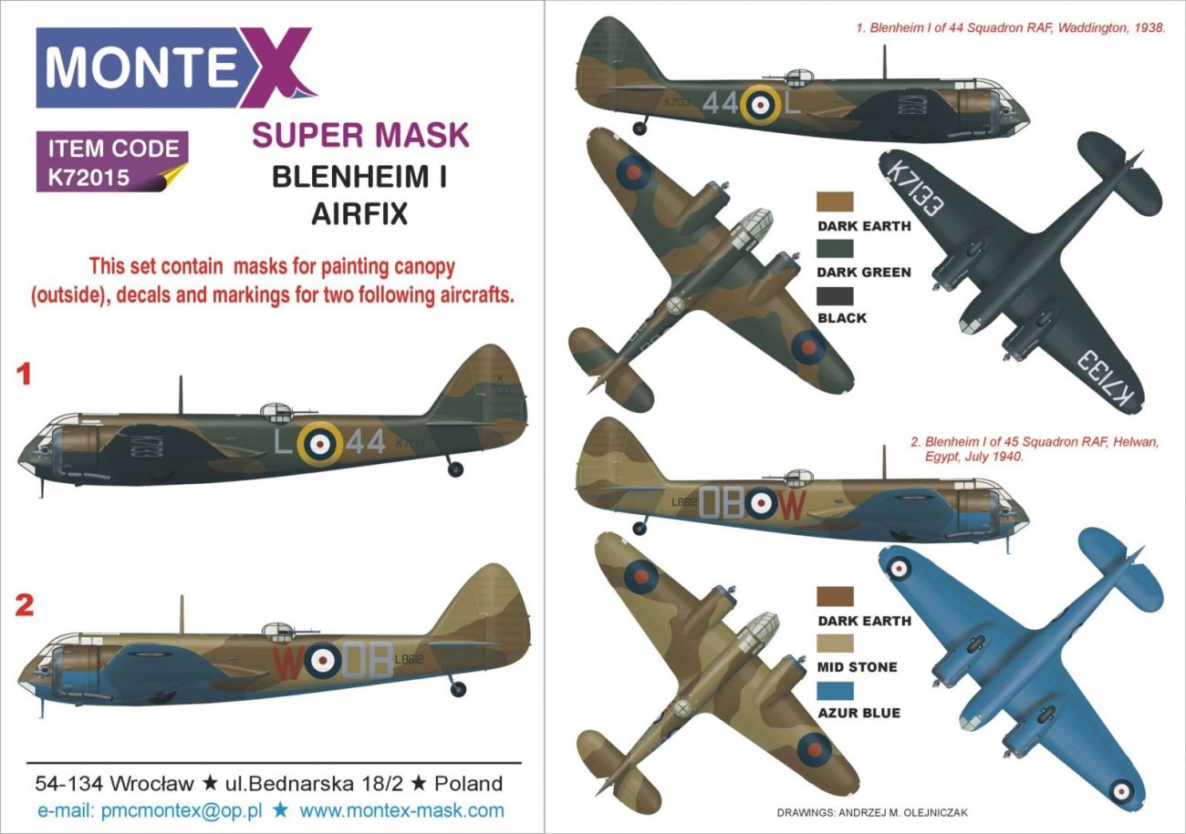 1:72 Bristol Blenheim Mk.IF RAF mask