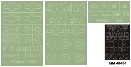 1:48 Fairey Firefly Mk.I 2 canopy masks(outside & inside) + 3 insignia masks