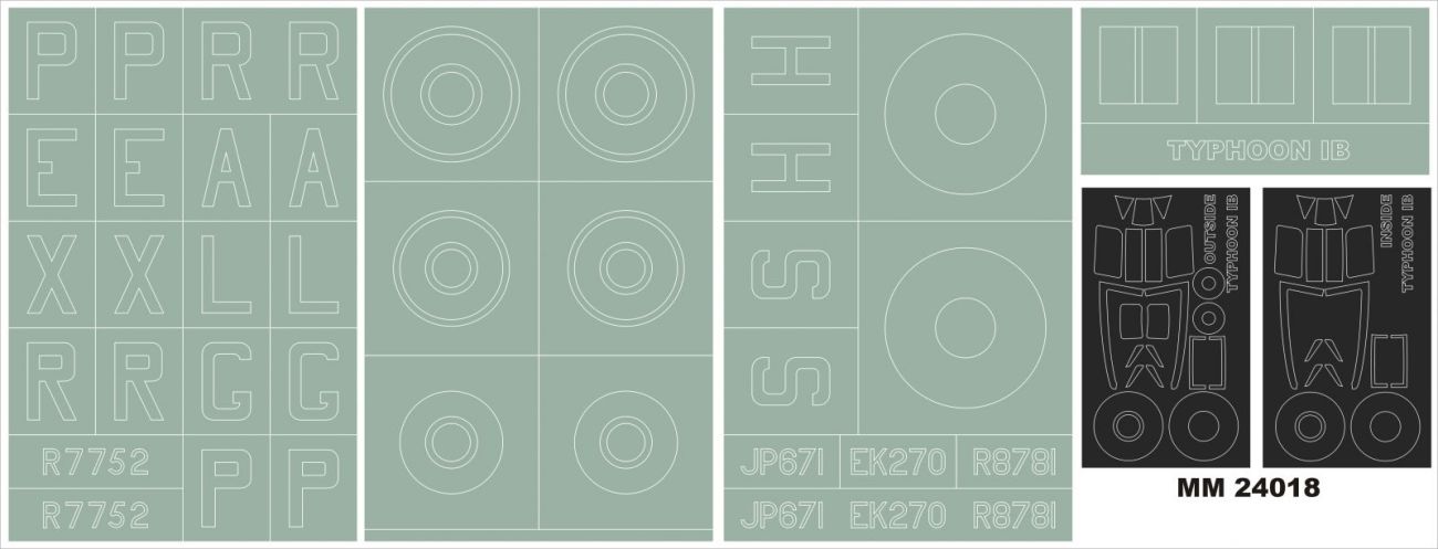 1:24 Hawker Typhoon Mk.IB CAR DOOR 2 canopy masks