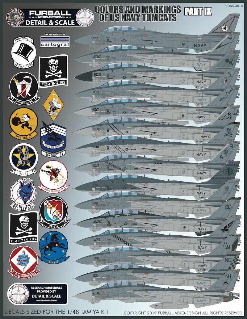 1:48 Color & Markings of US Navy Grumman F-14 Tomcats Part IX