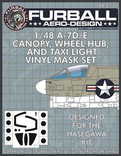 1:48 Vought A-7D/E Corsair Canopy, Wheel Hub, & Taxi Light masks (Hasegawa)