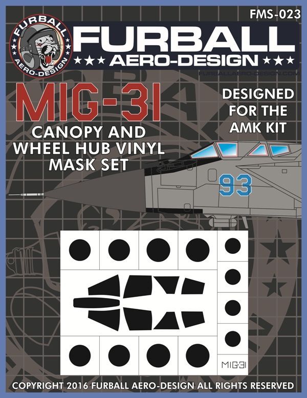 1:48 Canopy and wheel hub masks for Mikoyan MiG-31BM Foxhound kit. (AMK)
