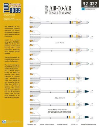1:32 US Air-to-Air Missile Markings AIM-9B/D/G/J/L/M