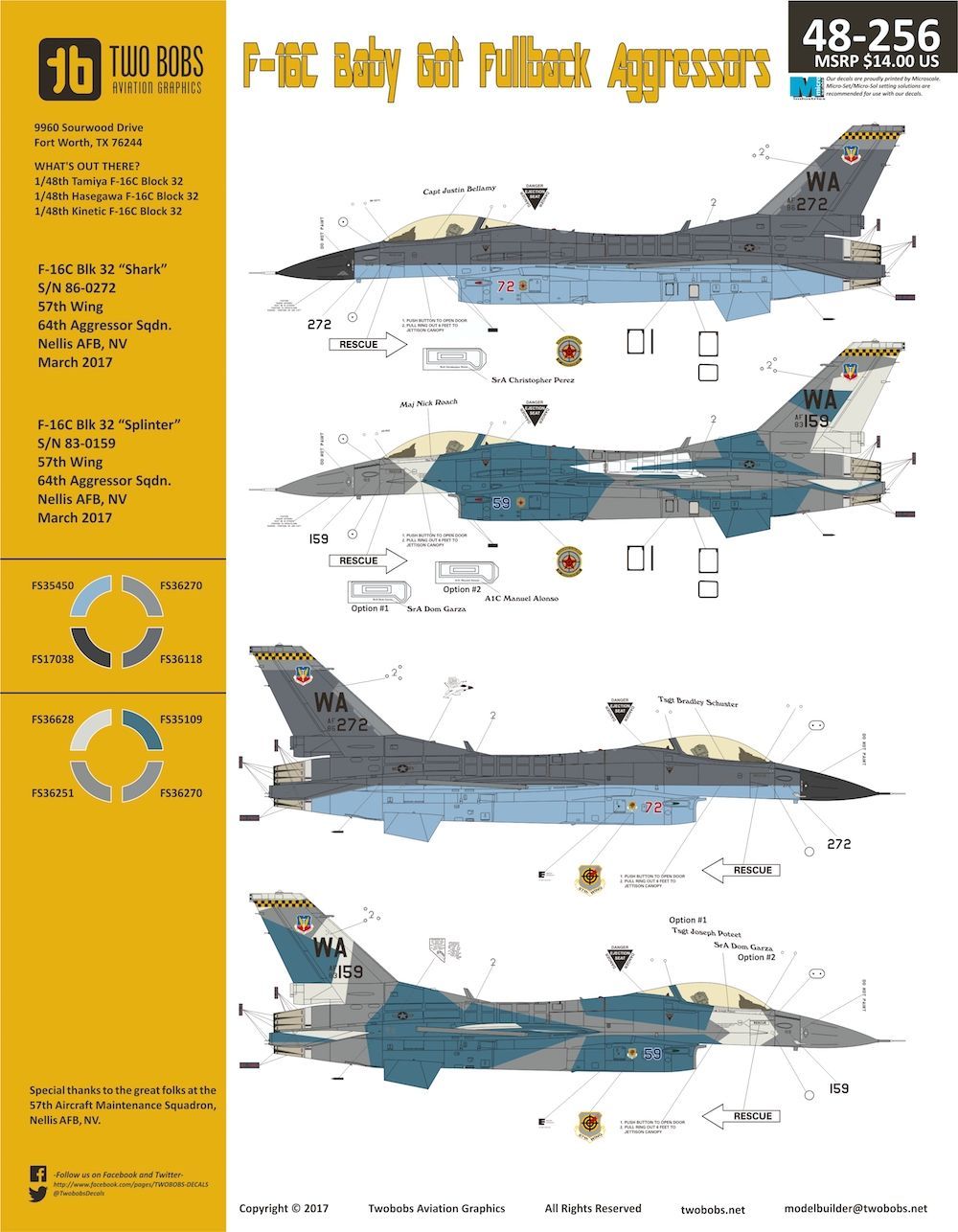 1:48 Lockheed-Martin F-16C Fighting Falcon 'Baby Got Fullback' Aggressors