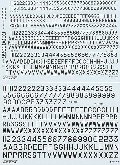 1:72 RAF Post War Serial Letters and Numbers, Black. 16