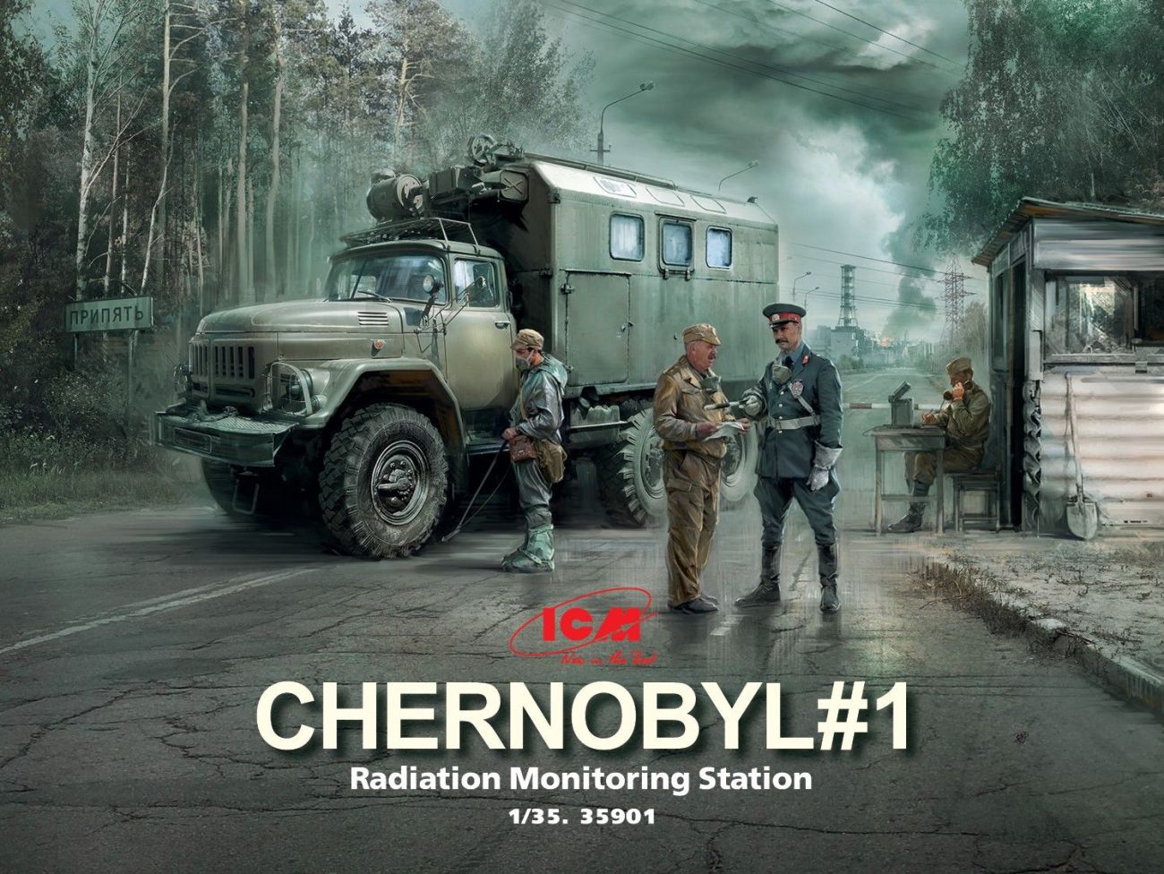 1:35 Chernobyl#1. Radiation Monitoring Station (ZiL-131KShM truck & 5 figures & diorama base with ba