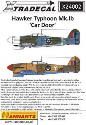 1:24 Hawker Typhoon Mk.Ib Car Door