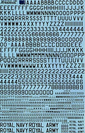 1:32 RAF Serial Black Letters and Numbers and Royal Navy and Army. 8