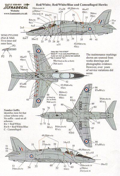 1:32 BAe Hawk T.1 Comprehensive Maintenance Marks for early
