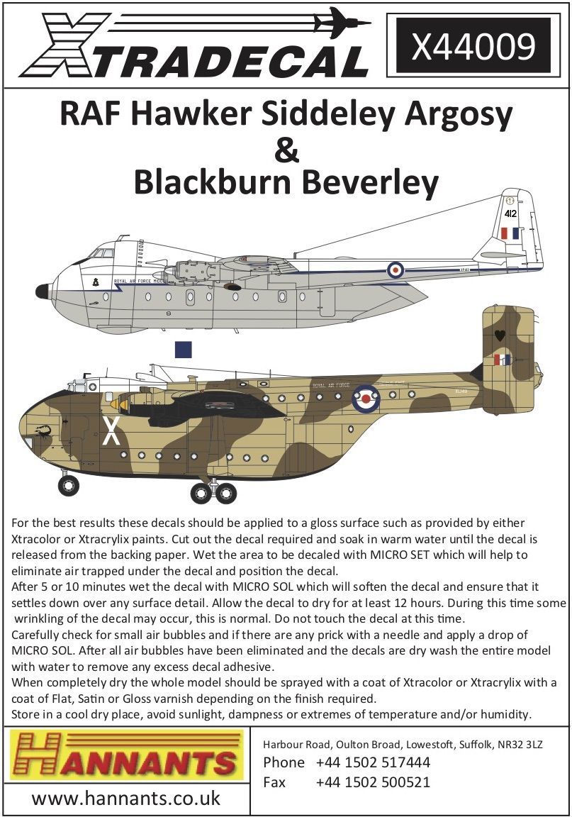 1:144 RAF Hawker-Siddeley Argosy & Blackburn Beverley