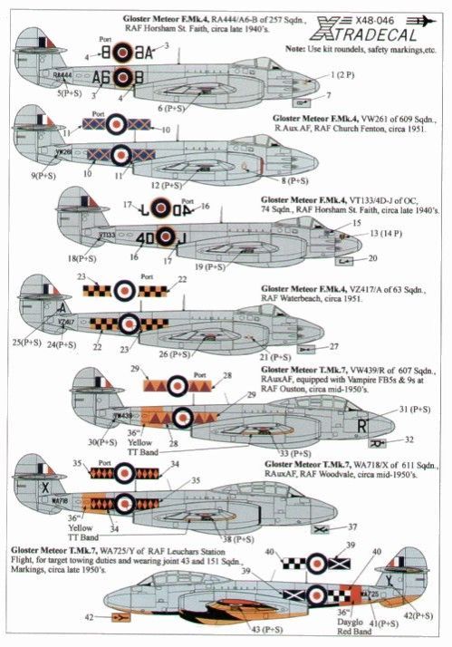 1:48 Gloster Meteor F.4 and Gloster Meteor T.7