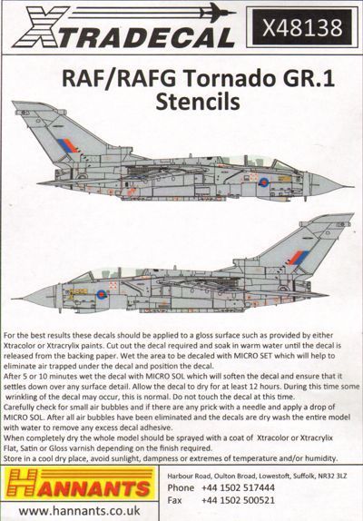 1:48 Panavia Tornado Gr.1 Stencil Data