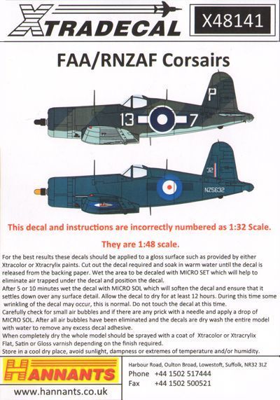 1:48 Vought F4U-1 Corsair II/Goodyear FG-1D