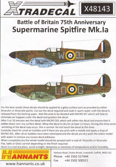1:48 Supermarine Spitfire Mk.Ia/Mk.1 /Mk.1 Battle of Britain 1940 Pt.1