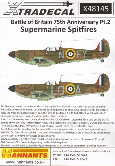 1:48 Supermarine Spitfire Mk.Ia/Mk.1 /Mk.1 Battle of Britain 1940 Pt.2 1940 Battle of Britain