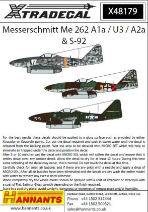 1:48 Messerschmitt Me-262A1a/U3/A2A/ S-92