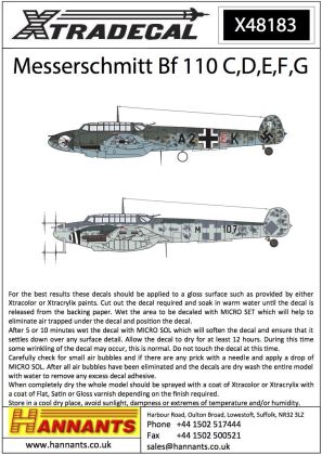 1:48 Messerschmitt Bf-110C/Bf-110D/Bf-110E/Bf-110F/Bf-110G