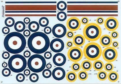 1:72RAF National Insignia/Roundels. Type A Red/white/blue, Type A1 Red/white/blue/yellow, Fin Flashe