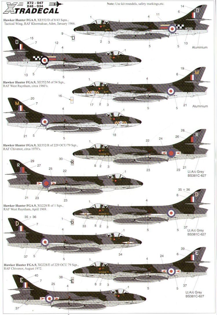 1:72 Hawker Hunter FGA.9/FR.10 Xtradecal