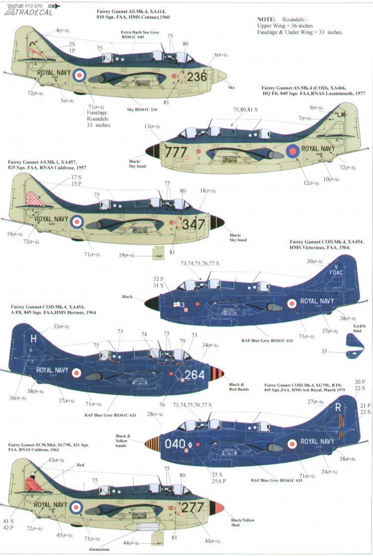 1:72 Fairey Gannet AS Mk, COD Mk 4, T Mk 5