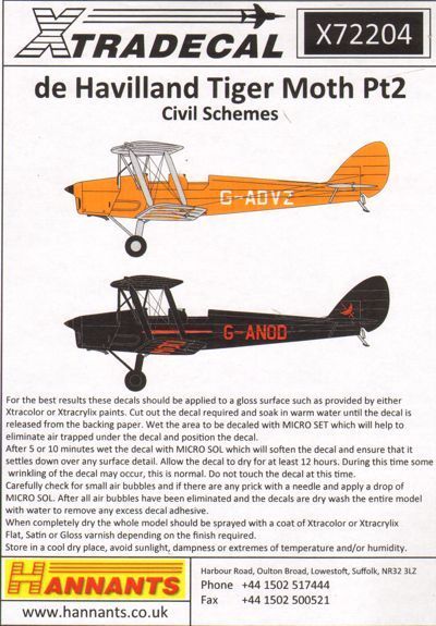 1:72 de Havilland DH.82A Tiger Moth Pt 2 in Colourful Civil schemes
