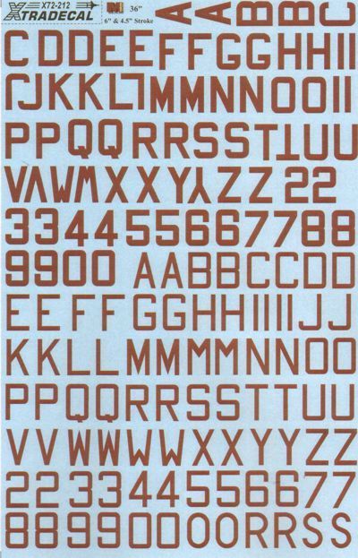 1:72 RAF WWII Dull red letters and numbers 36