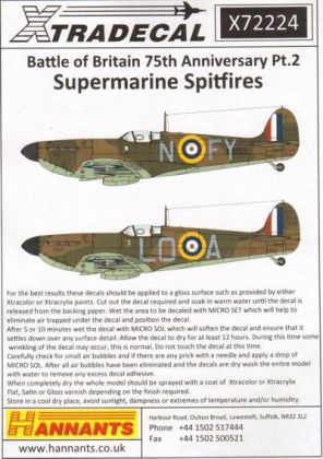 1:72 Supermarine Spitfire Mk.Ia/Mk.1 /Mk.1 Battle of Britain 1940 Pt 2