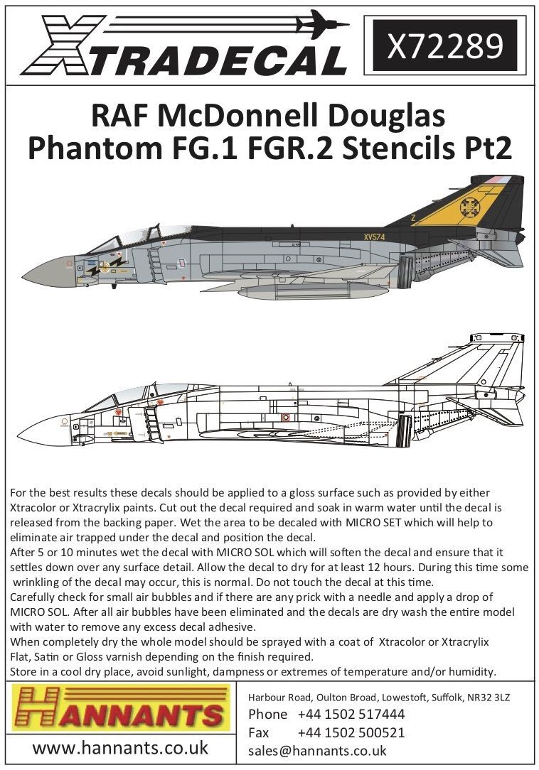 1:72 McDonnell-Douglas FG.1/FGR.2 Phantom RAF stencil data Part 2 for grey aircraft