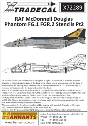 1:72 McDonnell-Douglas FG.1/FGR.2 Phantom RAF stencil data Part 2 for grey aircraft