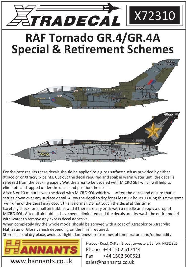 1:72 RAF Panavia Tornado GR.4/GR.4A Special & Retirement Schemes