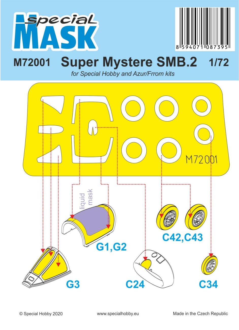 1:72 Super Mystere SMB-2 Mask Pre-cut painting masks