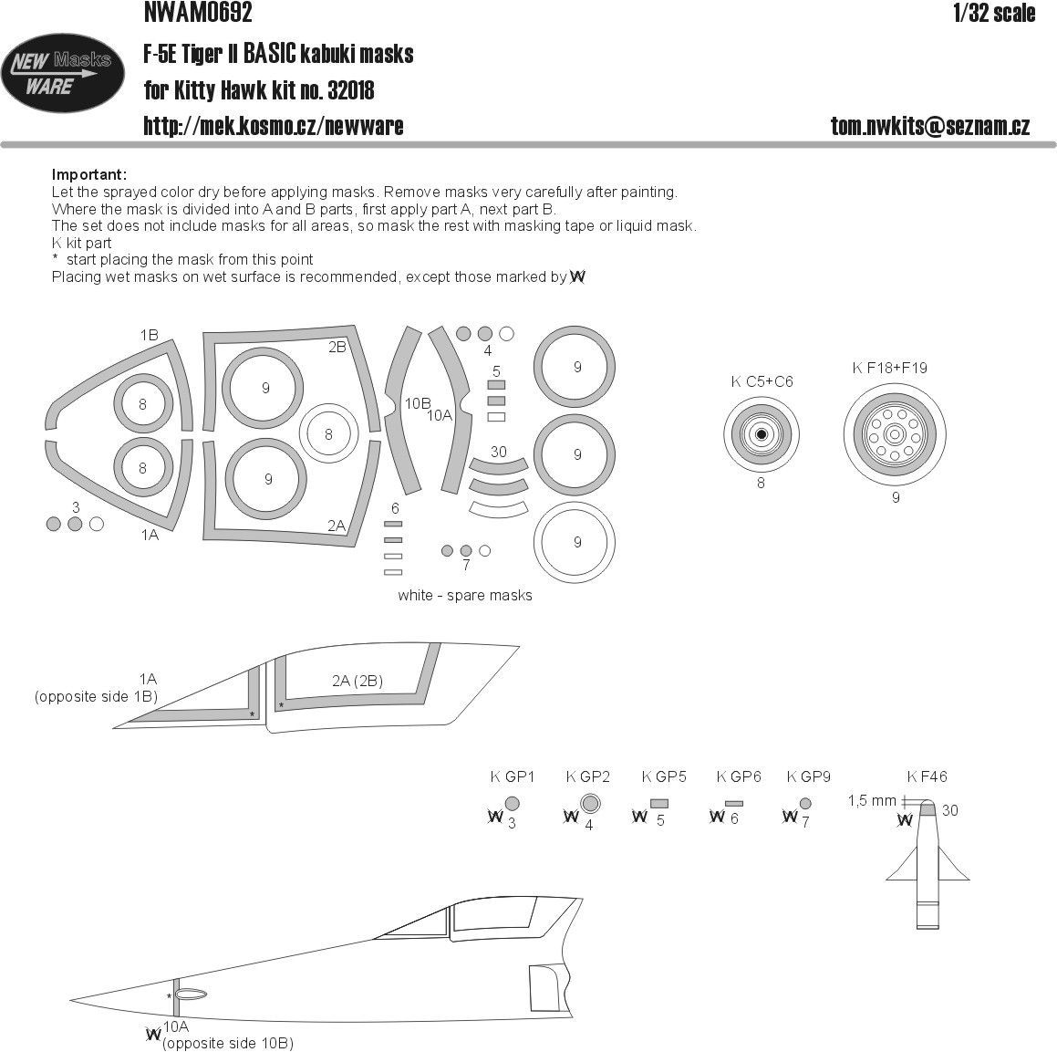 1:32 F-6E Tiger II Basic mask